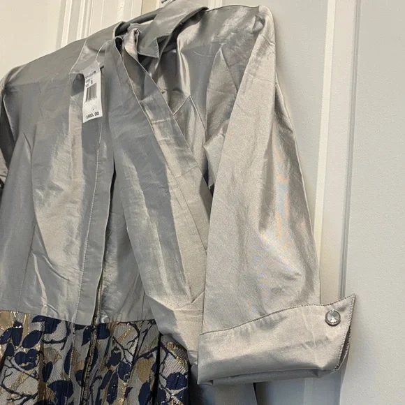 NWT Rickie Freeman Teri Jon taffeta floral front-button cocktail dress, Size 8 - Picture 5 of 15